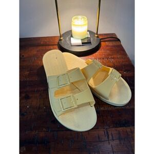 Melissa Sun Slides Women's Buckle Sandals - Pale Yellow - Comfortable size 10